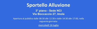 Servizio Ricostruzione Alluvione: prolungata l’apertura dello sportello pubblico del NCI anche per il mese di luglio 2025